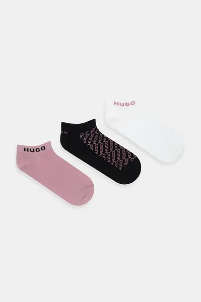 Ponožky HUGO 3-pack růžová barva, 50543195