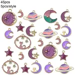 45Pcs 9 Styles Alloy Enamel Pendants