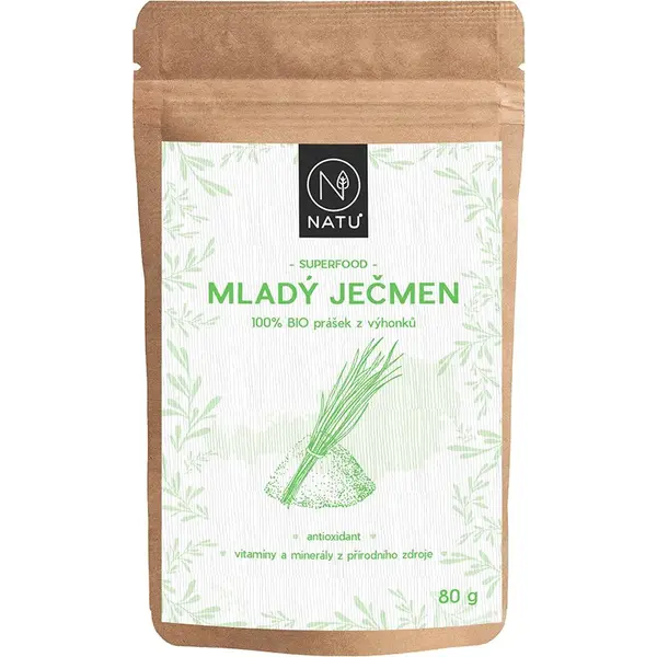 NATU Mladý ječmen BIO prášek v BIO kvalitě 80 g