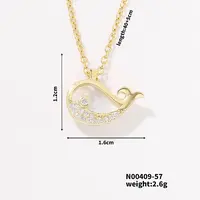 Fashionable Brass Clear Cubic Zirconia Pendant Cable Chain Necklaces for Women