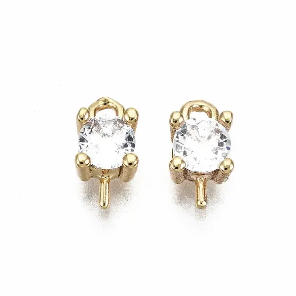 Brass Micro Pave Clear Cubic Zirconia Peg Bails Charms