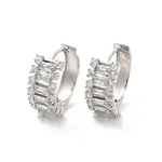Clear Cubic Zirconia Rectangle Hoop Earrings