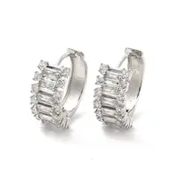 Clear Cubic Zirconia Rectangle Hoop Earrings