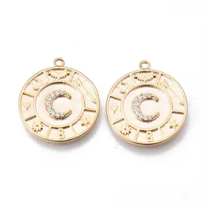 Brass Micro Pave Clear Cubic Zirconia Pendants