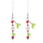 Strawberry & Leaf & Flower Handmade Lampwork Mobile Straps