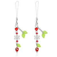 Strawberry & Leaf & Flower Handmade Lampwork Mobile Straps