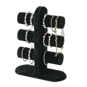 Wooden Velours T-Bar Bracelet/Bangle Display Stands