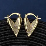 Brass Micro Pave Cubic Zirconia Heart Hoop Earrings