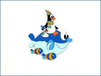 Dekorace na zeď tučňák s velrybou 18cm