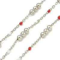 Brass Enamel Round Beaded Link Chain
