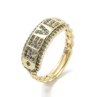 Brass Pave Cubic Zirconia Adjustable Rings