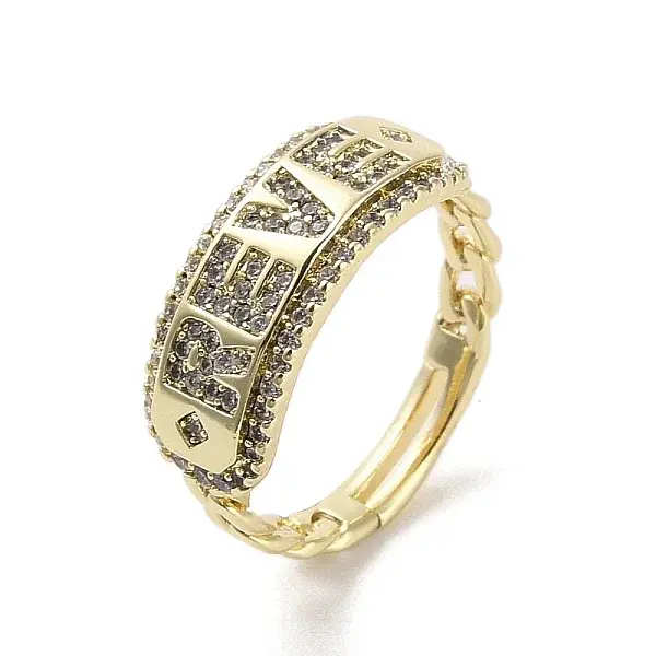 Brass Pave Cubic Zirconia Adjustable Rings