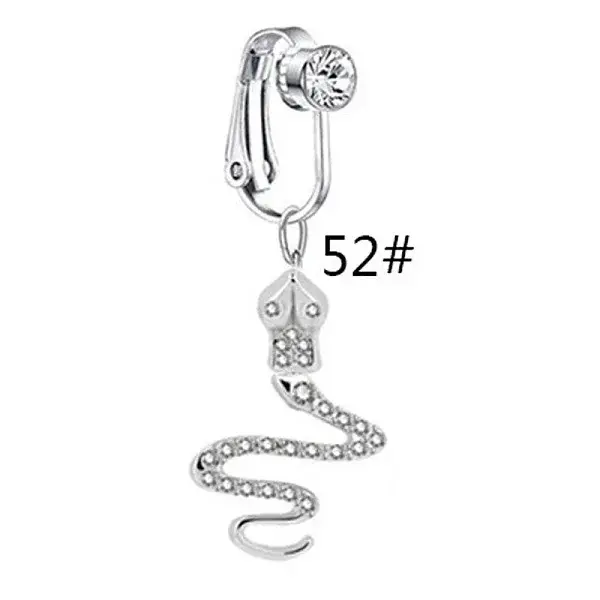 304 Stainless Steel Pave Clear Cubic Zirconia Clip on Belly Rings