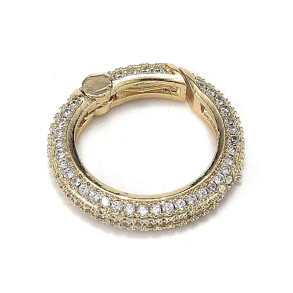 Brass Micro Pave Clear Cubic Zirconia Spring Gate Rings