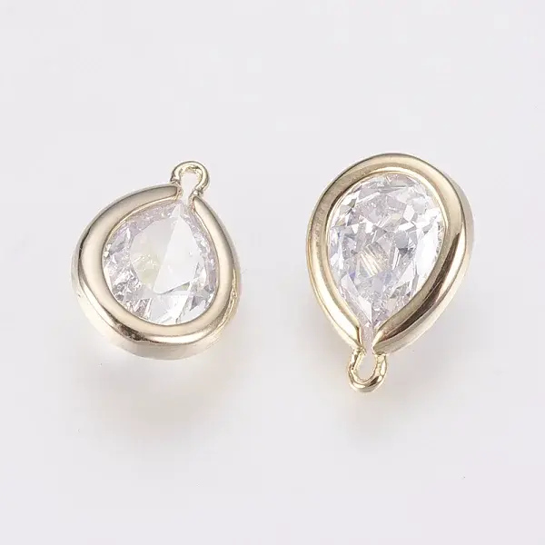 Brass Micro Pave Clear Cubic Zirconia Charms