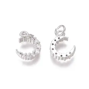 Brass Micro Pave Clear Cubic Zirconia Charms