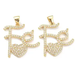 Brass Micro Pave Clear Cubic Zirconia Pendants