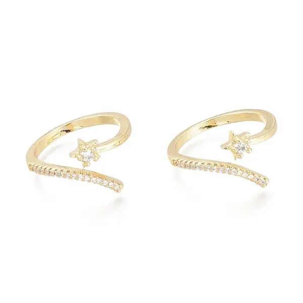 Brass Micro Pave Clear Cubic Zirconia Cuff Rings