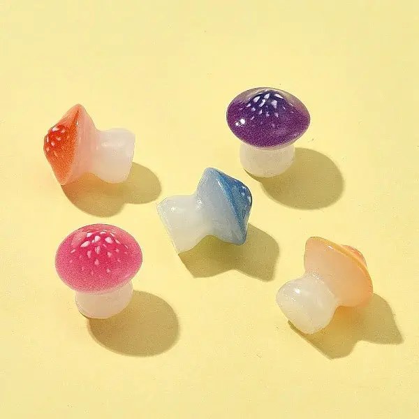 10Pcs Luminous Resin Mushroom Ornament