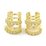 Brass Micro Pave Cubic Zirconia Cuff Earrings