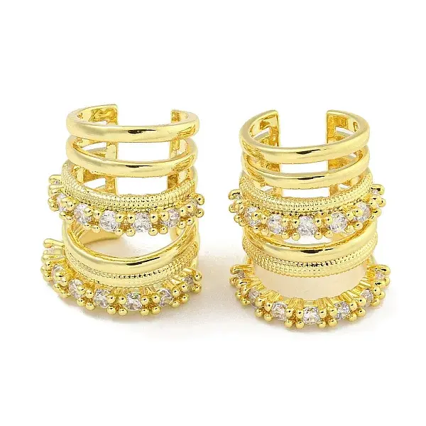 Brass Micro Pave Cubic Zirconia Cuff Earrings