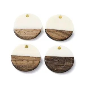 Opaque Resin & Walnut Wood Pendants