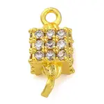 Brass Micro Pave Cubic Zirconia Cube Links Connector Charms