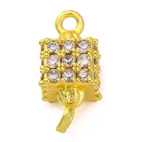 Brass Micro Pave Cubic Zirconia Cube Links Connector Charms