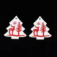 Christmas Theme Spray Painted Wood Pendants