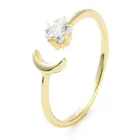 Rack Plating Brass Micro Pave Clear Cubic Zirconia Cuff Rings