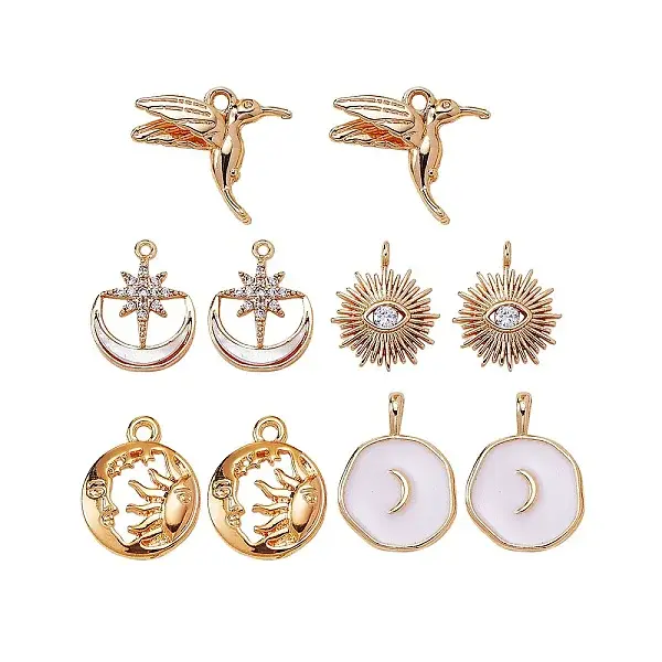 10Pcs 5 Style Brass Pendants