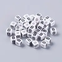 6MM Letter B Cube Acrylic Beads