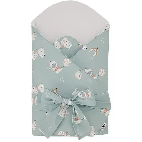 EKO Zavinovačka bavlněná s kokosovou vyjímatelnou vložkou a mašlí Dogs Mint 75x75 cm