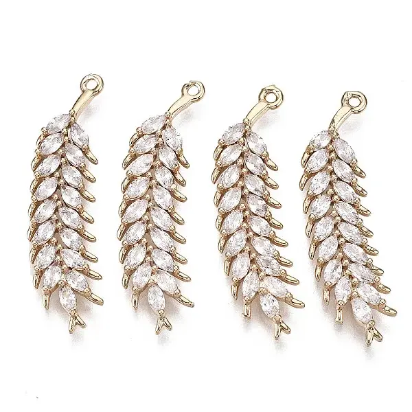 Autumn Theme Brass Micro Pave Cubic Zirconia Pendants