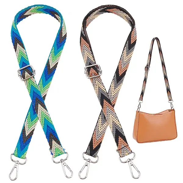 2Pcs 2 Colors Arrow Pattern Adjustable Polyester Webbing Bag Straps