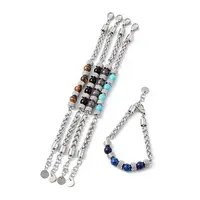 Natural & Synthetic Mixed Gemstone & Glass Beaded Link Bracelet