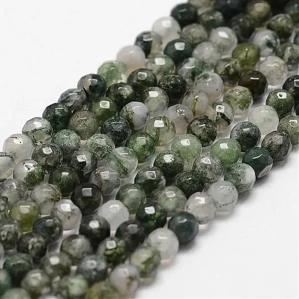 Natural Moss Agate Beads Strands