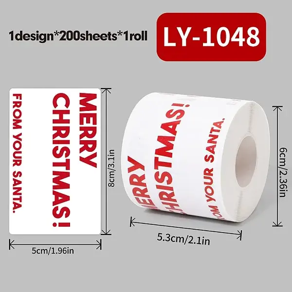 200Pcs Christmas Theme Paper Self-Adhesive Stickers