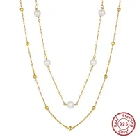 925 Sterling Silver with Natural Pearl Beads Necklaces