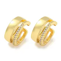 Brass Micro Pave Cubic Zirconia Cuff Earrings