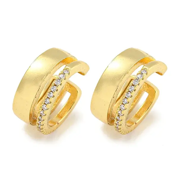 Brass Micro Pave Cubic Zirconia Cuff Earrings