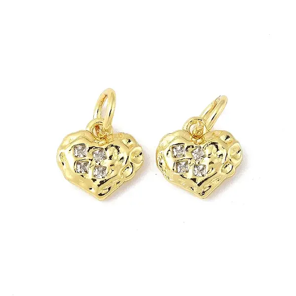 Brass Micro Pave Clear Cubic Zirconia Charms