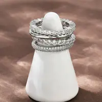 Brass Micro Pave Cubic Zirconia Plain Band Finger Rings for Women