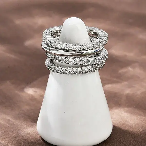 Brass Micro Pave Cubic Zirconia Plain Band Finger Rings for Women