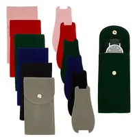 6Pcs 6 Colors Plush Cloth Watch Storage Pouches with Snap Button
