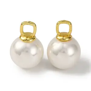 Rack Plating Brass & Shell Pearl Ball Pendants