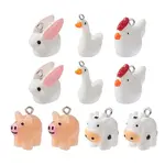 10Pcs 5 Styles Opaque Resin Pendants