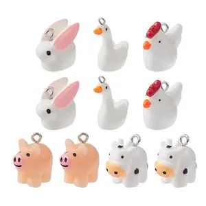 10Pcs 5 Styles Opaque Resin Pendants