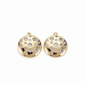 Brass Micro Pave Clear Cubic Zirconia Charms