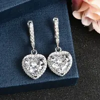 925 Sterling Silver Micro Pave Cubic Zirconia Dangle Hoop Earrings